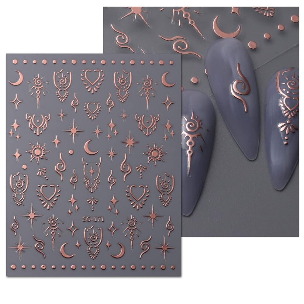 9 Sheets Moon Star Nail Art Stickers Decals Self-Adhesive Pegatinas Uñas Sun Nai - Picture 3 of 8